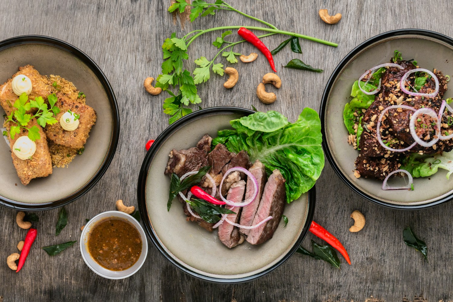 A selection of fresh dishes arranged for sharing